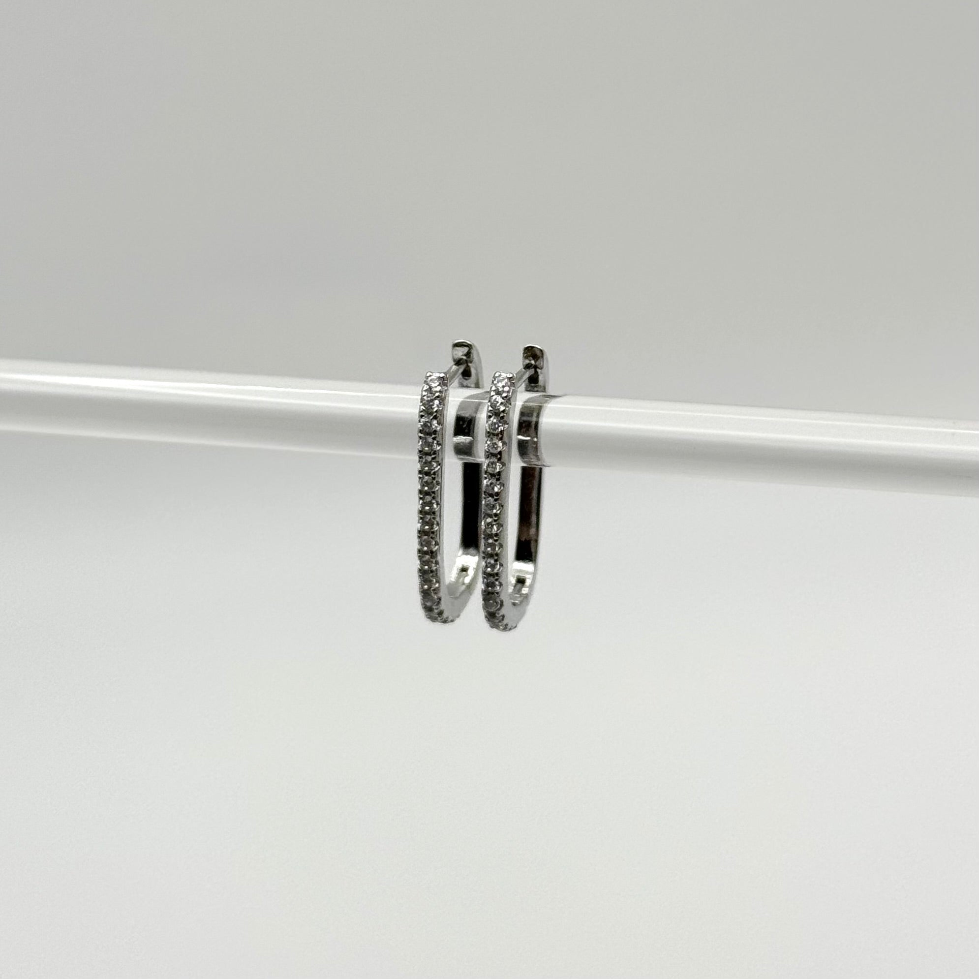 Silver Rectangle Hoop Earrings