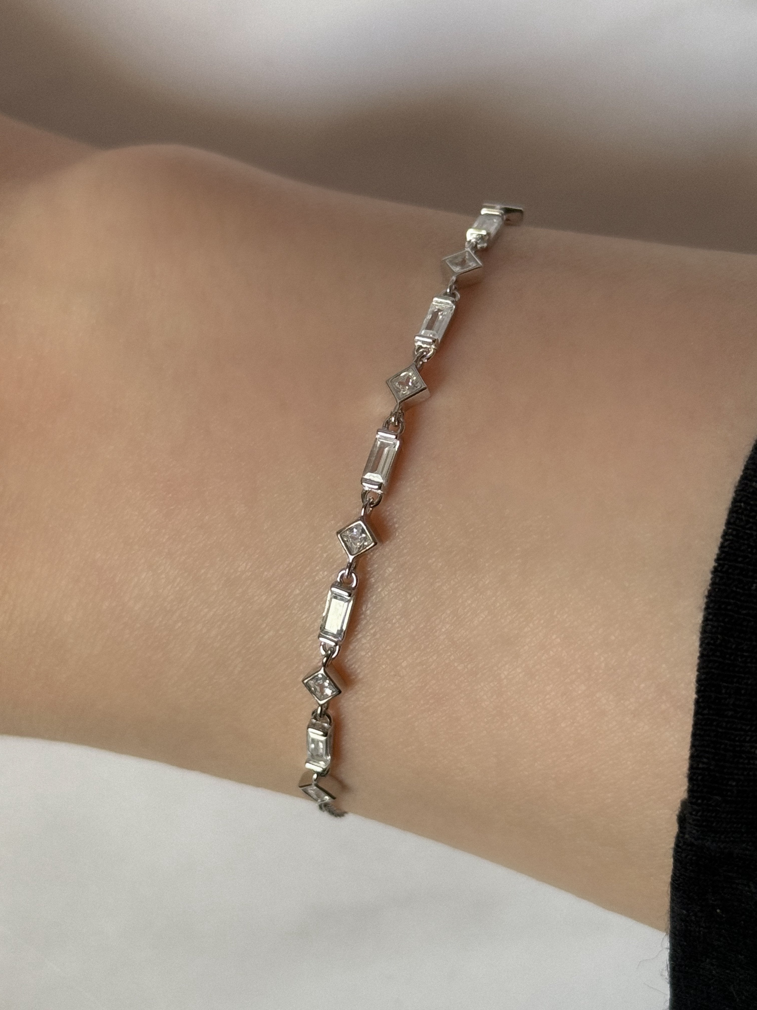 Bezel and Baguette Bracelet