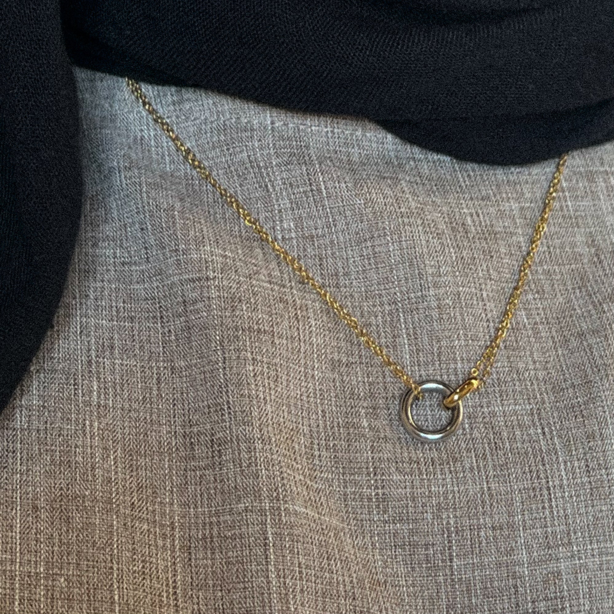 Two-Tone Circle Pendant Necklace