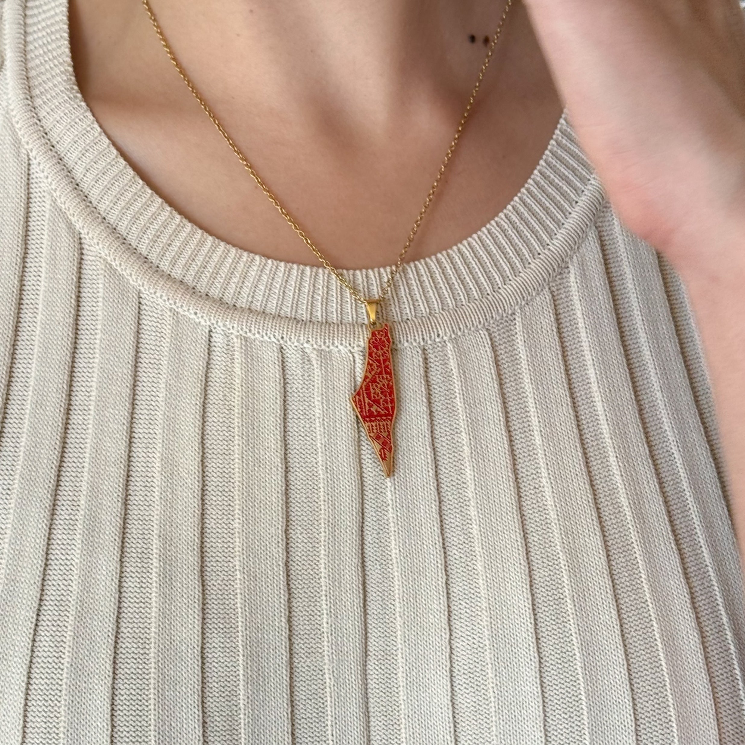 Red Tatreez Necklace