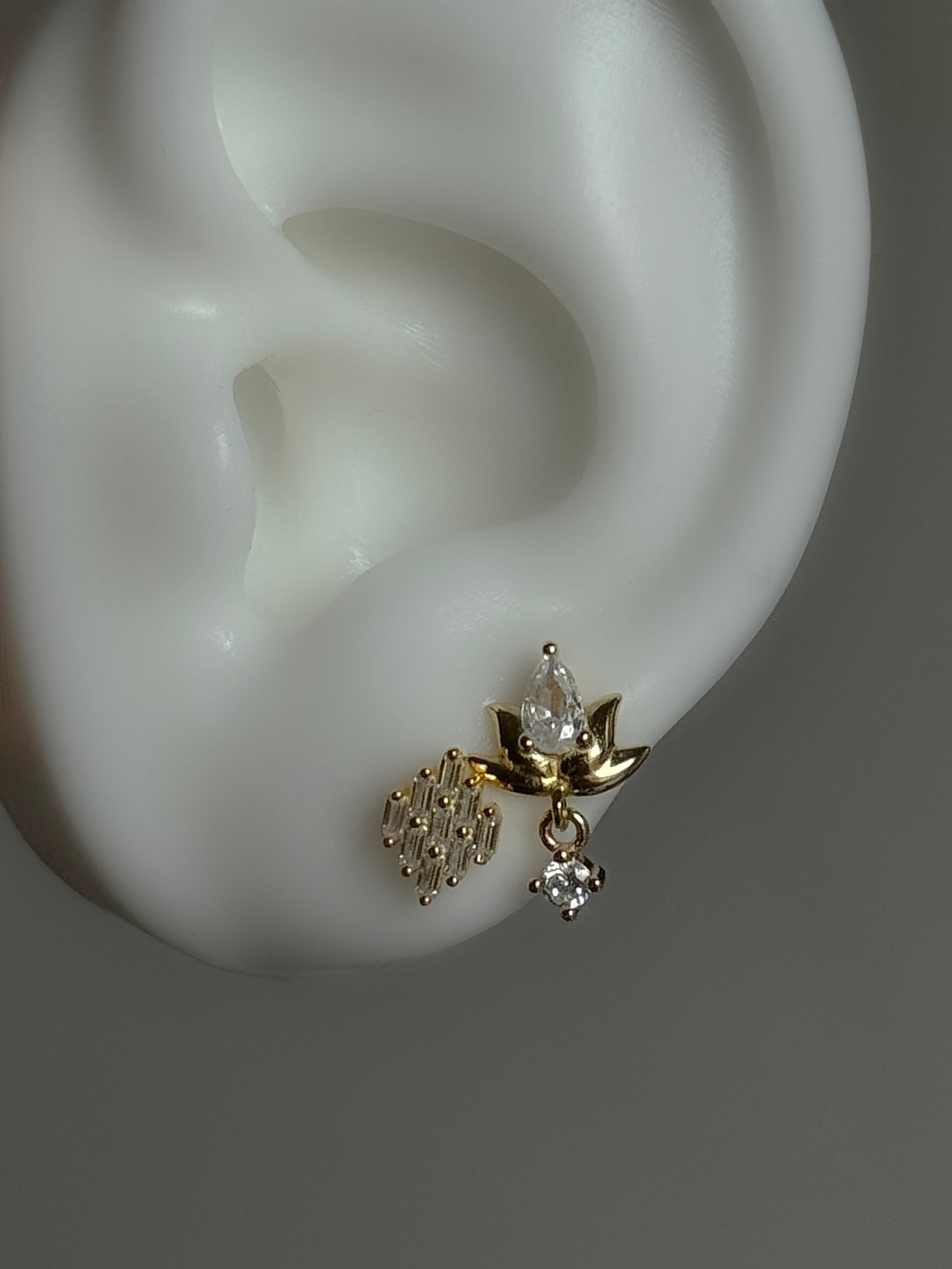 Gold Lotus Ball Stud